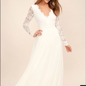 Awaken my love white long sleeve lace maxi dress